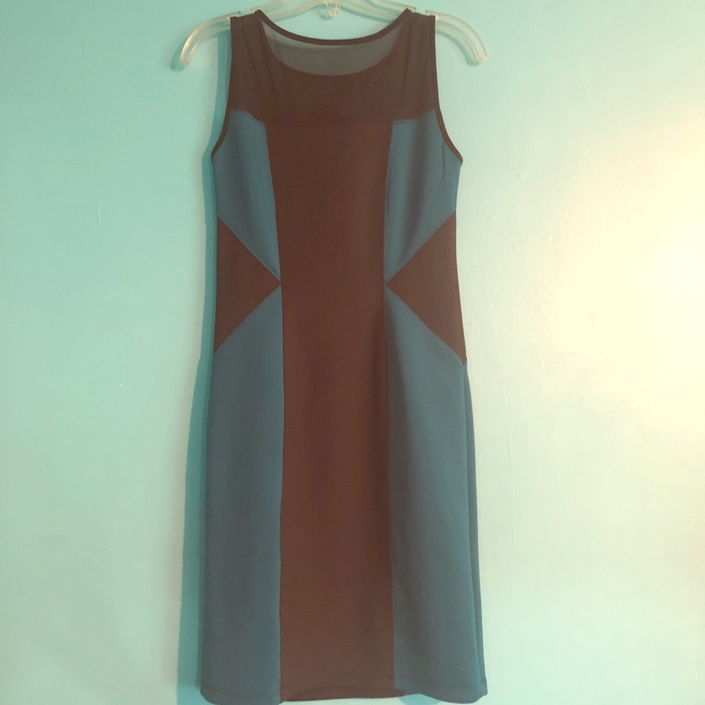 Teal & Black Mesh Dress